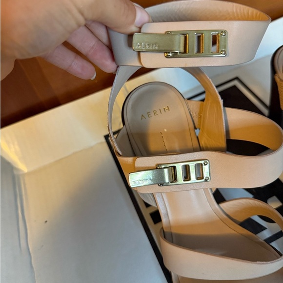 Aerin Metal Clasp Leather Strappy Heels - Picture 8 of 8